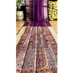 Load image into Gallery viewer, Women's Tussar Silk Madhubani Saree With Unstitched Blouse 5.5Mtr (Purple)

