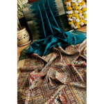 Load image into Gallery viewer, Women's Tussar Silk Madhubani Saree With Unstitched Blouse 5.5Mtr (Rama)
