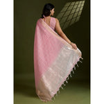 Load image into Gallery viewer, Women's Tissue Checks_With_Buttis Saree With Unstitched Blouse 5.5Mtr (Light_Pink)
