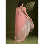 Load image into Gallery viewer, Women's Tissue Checks_With_Buttis Saree With Unstitched Blouse 5.5Mtr (Peach)
