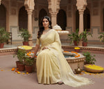 Load image into Gallery viewer, Women's Tissue Checks_With_Buttis Saree With Unstitched Blouse 5.5Mtr (Yellow)
