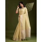 Load image into Gallery viewer, Women's Tissue Checks_With_Buttis Saree With Unstitched Blouse 5.5Mtr (Yellow)
