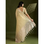 Load image into Gallery viewer, Women's Tissue Checks_With_Buttis Saree With Unstitched Blouse 5.5Mtr (Yellow)

