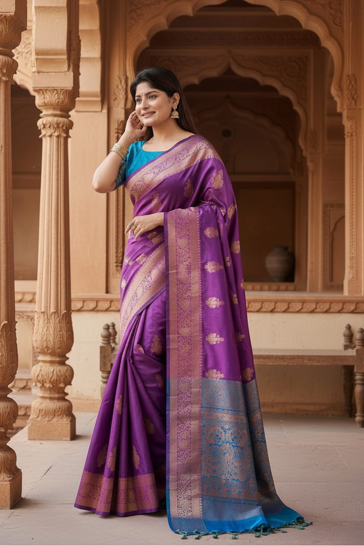 Pid 65666 generic women s katan silk zari weaving saree with unstitched blouse 5 5 mtr purple 1 1000x1000