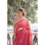 Load image into Gallery viewer, Women's Faux_Tussar_Silk Geometric_Print Saree With Unstitched Blouse 5.5Mtr (Pink)

