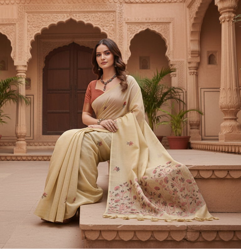 Pid 65685 generic women s blended cotton floral saree with unstitched blouse 5 5 mtr beige 1 1000x1000_3ef6692d 9edf 461b b1d7 52242d9ca8cb