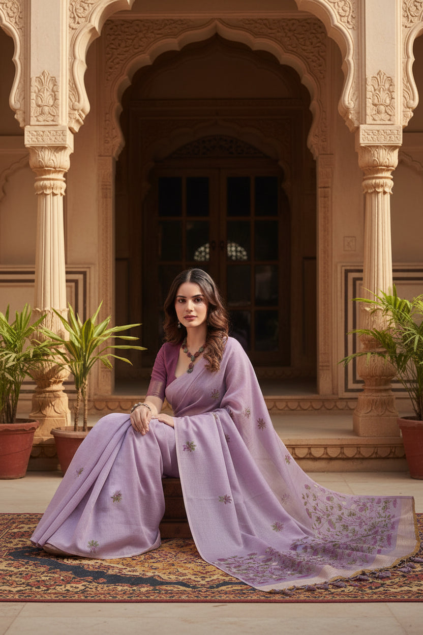 Pid 65686 generic women s blended cotton floral saree with unstitched blouse 5 5 mtr lavender 1 1000x1000_35c99abd 3a02 47cd a843 44ad9145a335