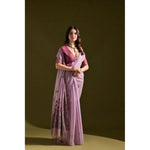 Load image into Gallery viewer, Women's Blended_Cotton Floral Saree With Unstitched Blouse 5.5Mtr (Lavender)
