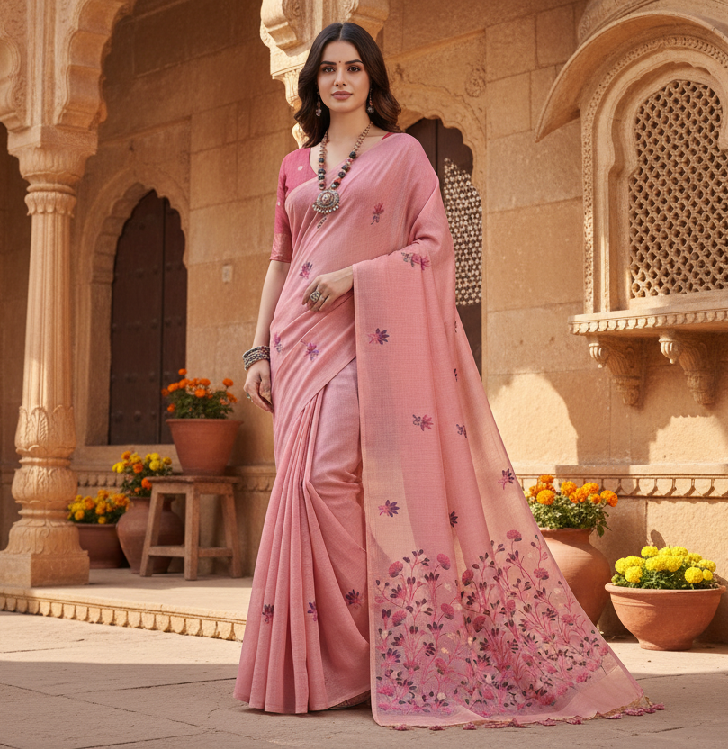 Pid 65689 generic women s blended cotton floral saree with unstitched blouse 5 5 mtr pink 1 1000x1000_c3188c50 37dc 4df1 b8f9 473ef5cca6a1