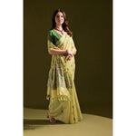 Load image into Gallery viewer, Women's Blended_Cotton Floral Saree With Unstitched Blouse 5.5Mtr (Light_Green)
