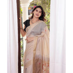 Load image into Gallery viewer, Women's Blended_Cotton Woven_Motifs Saree With Unstitched Blouse 5.5Mtr (Light_Beige)
