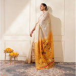 Load image into Gallery viewer, Women's Blended Cotton Woven Motifs Saree With Unstitched Blouse 5.5Mtr (Mustard)
