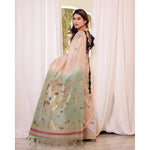 Load image into Gallery viewer, Women's Blended Cotton Woven Motifs Saree With Unstitched Blouse 5.5Mtr (Rama_Green)
