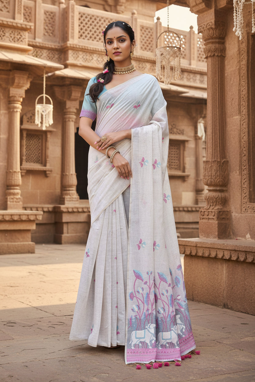 Pid 65697 generic women s blended cotton floral weaving pattern saree with unstitched blouse 5 5 mtr 1000x1000