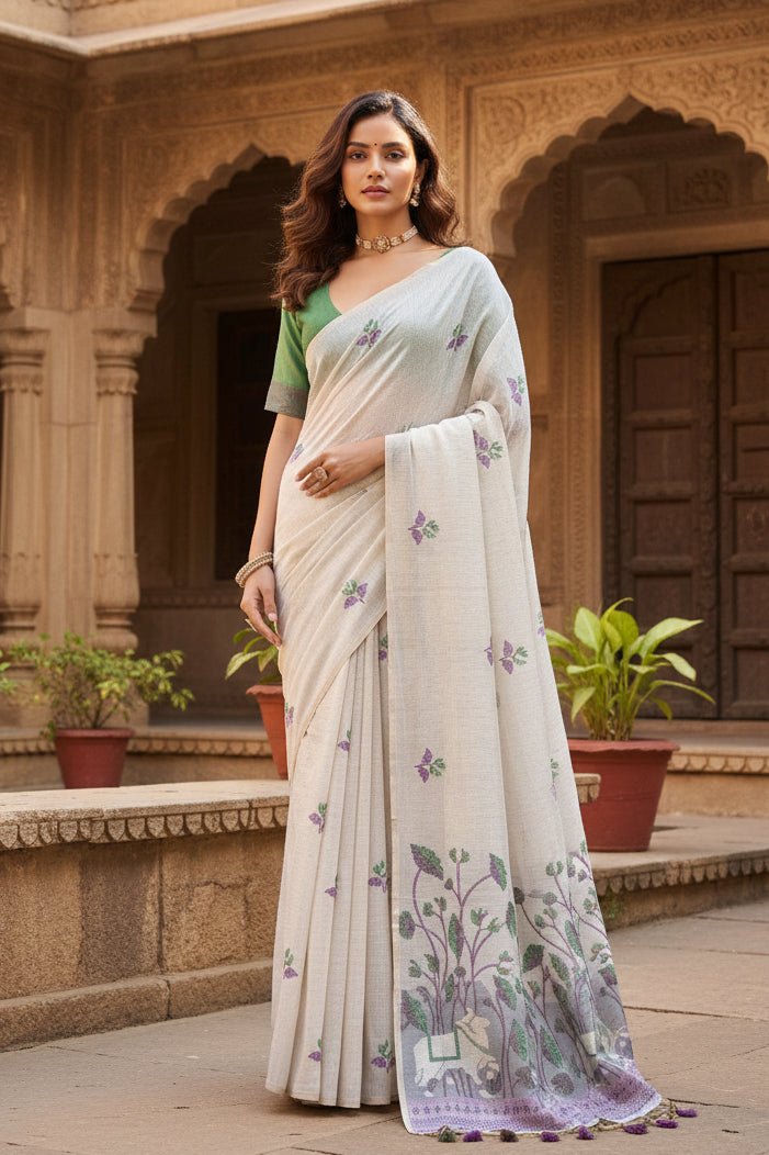 Pid 65698 generic women s blended cotton floral weaving pattern saree with unstitched blouse 5 5 mtr 1000x1000
