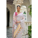 Load image into Gallery viewer, Women's Blended_Cotton Floral Weaving Pattern Saree With Unstitched Blouse 5.5Mtr (Yellow)
