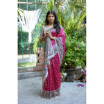Load image into Gallery viewer, Women's Faux_Tussar Geometric_Print Saree With Unstitched Blouse 5.5Mtr (Pink)
