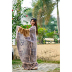 Load image into Gallery viewer, Women's Faux_Tussar Geometric_Print Saree With Unstitched Blouse 5.5Mtr (Mustard)
