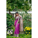 Load image into Gallery viewer, Women's Faux_Tussar Geometric_Print Saree With Unstitched Blouse 5.5Mtr (Purple)
