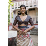 Load image into Gallery viewer, Women's Faux_Tussar Floral Jal With Patola Print Saree With Unstitched Blouse 5.5Mtr (Black)

