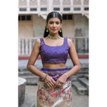 Load image into Gallery viewer, Women's Faux_Tussar Floral Jal With Patola Print Saree With Unstitched Blouse 5.5Mtr (Blue)
