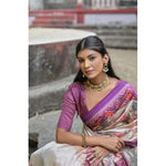 Load image into Gallery viewer, Women's Faux_Tussar Floral Jal With Patola Print Saree With Unstitched Blouse 5.5Mtr (Lavender)
