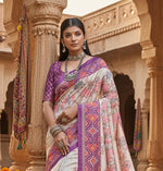 Load image into Gallery viewer, Women's Faux_Tussar Floral Jal With Patola Print Saree With Unstitched Blouse 5.5Mtr (Lavender)
