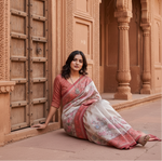 Load image into Gallery viewer, Women's Faux_Tussar Floral Jal With Patola Print Saree With Unstitched Blouse 5.5Mtr (Maroon)
