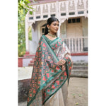 Load image into Gallery viewer, Women's Faux_Tussar Floral Jal With Patola Print Saree With Unstitched Blouse 5.5Mtr (Teal)
