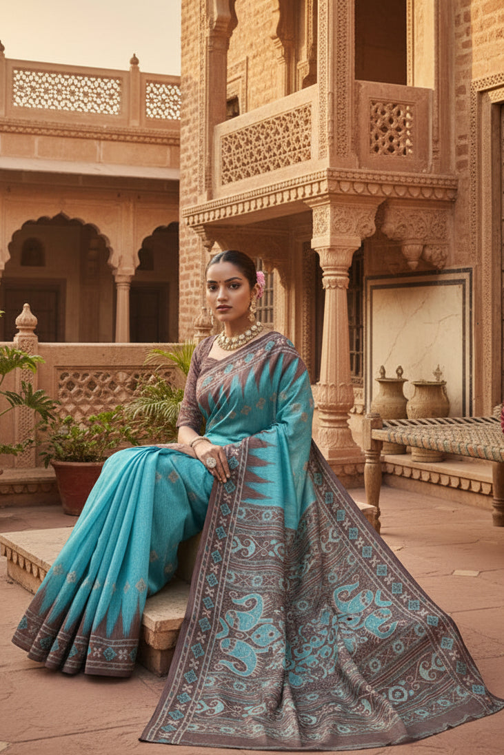 Pid 65776 generic women s faux tussar ikat saree with unstitched blouse 5 5 mtr aqua blue 1 1000x1000_a1033fe6 ea42 4639 b794 552dce865655