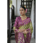 Load image into Gallery viewer, Women's Faux_Tussar Ikat Saree With Unstitched Blouse 5.5Mtr (Green)
