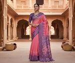 Load image into Gallery viewer, Women's Faux_Tussar Ikat Saree With Unstitched Blouse 5.5Mtr (Peach)
