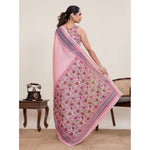 Load image into Gallery viewer, Women's Linen Floral Printed Saree With Unstitched Blouse 5.5Mtr (Pink)
