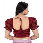 Load image into Gallery viewer, Women's Jimmy Solid Designer Neck Elastic Sleeve Readymade Blouse (Maroon 38 , Alterable up to 42)-PID65831
