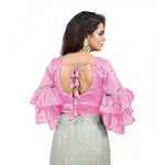 Load image into Gallery viewer, Women's Organza Solid V Neck Layered Ruffle Sleeve Readymade Blouse (Light_Pink Free Size , up to 38–40 Bust)-PID65846
