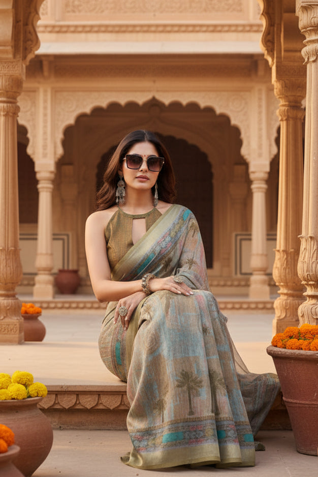 Pid 65875 women s faux linen printed ready to wear saree with unstitched blouse 5 5 mtr multicolor 1000x1000_1