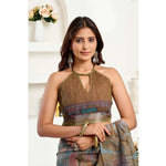 Load image into Gallery viewer, Women's Faux Linen Printed Ready to wear Saree With Unstitched Blouse 5.5Mtr (Multicolor)
