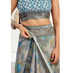 Load image into Gallery viewer, Women's Faux Linen Abstract Print Ready to wear Saree With Unstitched Blouse 5.5Mtr (Grey)
