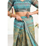 Load image into Gallery viewer, Women's Faux Linen Printed Ready to wear Saree With Unstitched Blouse 5.5Mtr (Multicolor)
