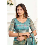 Load image into Gallery viewer, Women's Faux Linen Printed Ready to wear Saree With Unstitched Blouse 5.5Mtr (Multicolor)
