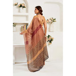 Load image into Gallery viewer, Women's Faux Linen Geometric Print Ready to wear Saree With Unstitched Blouse 5.5Mtr (Brown)
