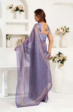 Load image into Gallery viewer, Women's Faux Linen Printed Ready to wear Saree With Unstitched Blouse 5.5Mtr (Light_Lavender)
