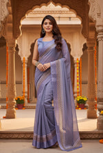 Load image into Gallery viewer, Women's Faux Linen Printed Ready to wear Saree With Unstitched Blouse 5.5Mtr (Light_Lavender)
