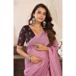 Load image into Gallery viewer, Women's Faux Linen Geometric Ready to wear Saree With Unstitched Blouse 5.5Mtr (LightPink)
