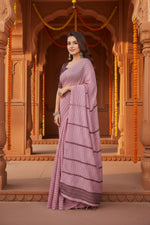 Load image into Gallery viewer, Women's Faux Linen Geometric Ready to wear Saree With Unstitched Blouse 5.5Mtr (LightPink)
