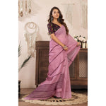 Load image into Gallery viewer, Women's Faux Linen Geometric Ready to wear Saree With Unstitched Blouse 5.5Mtr (LightPink)
