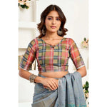 Load image into Gallery viewer, Women's Faux Linen Geometric Ready to wear Saree With Unstitched Blouse 5.5Mtr (Grey)
