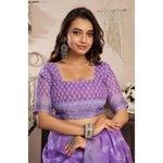 Load image into Gallery viewer, Women's Faux Linen Floral Ready to wear Saree With Unstitched Blouse 5.5Mtr (Lavender)
