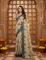 Load image into Gallery viewer, Women's Faux Linen Floral Print Ready to wear Saree With Unstitched Blouse 5.5Mtr (LightBeige)
