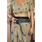 Load image into Gallery viewer, Women's Faux Linen Floral Print Ready to wear Saree With Unstitched Blouse 5.5Mtr (LightBeige)
